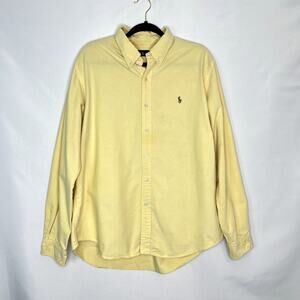 Polo Ralph Lauren Men Classic-Fit Yellow Pony Cotton Dress Shirt Size XL